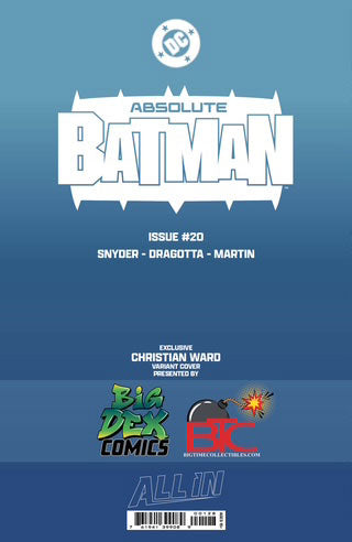 Absolute Batman #20 Christian Ward Big Dex Comics Exclusive Trade Dress back cover, DC Comics pre-order edition
