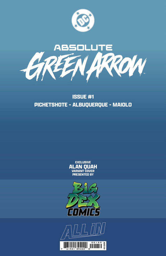 Back cover of Absolute Green Arrow #1 Alan Quah Virgin Variant showing rear artwork and design