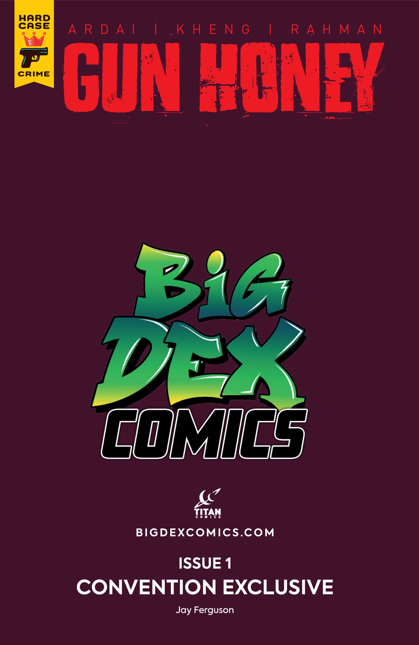 Gun Honey #1 Jay Ferguson Big Dex MegaCon Exclusive Violet Virgin Variant back cover design limited edition MegaCon exclusive from Big Dex Comics published by Titan Comics
