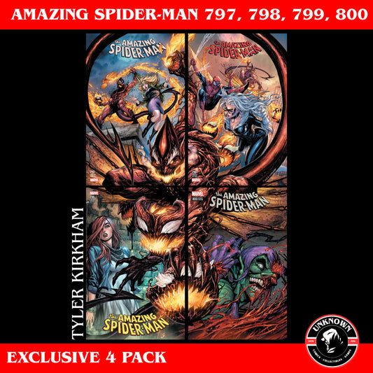 [4 PACK] AMAZING SPIDER-MAN #797, #798, #799, #800 UNKNOWN COMICS CONNECTING COVERS KIRKHAM 2018