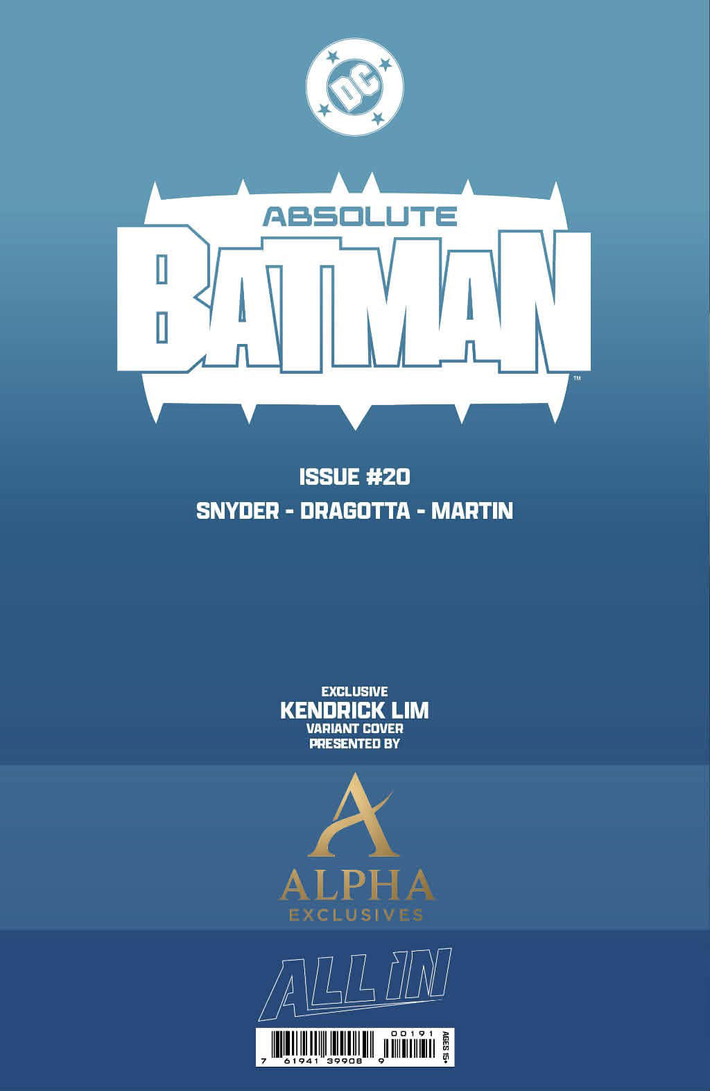 Back cover of Absolute Batman #20 Kendrick Lim Trade Dress Exclusive Variant DC Comics