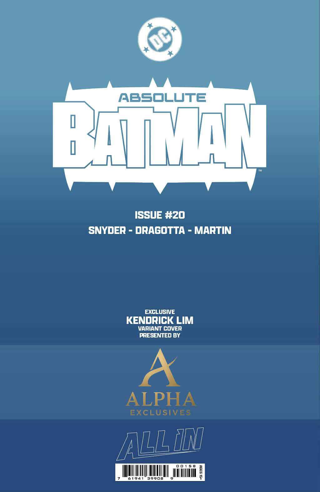 Back cover of Absolute Batman #20 Kendrick Lim Virgin Variant Exclusive DC Comics