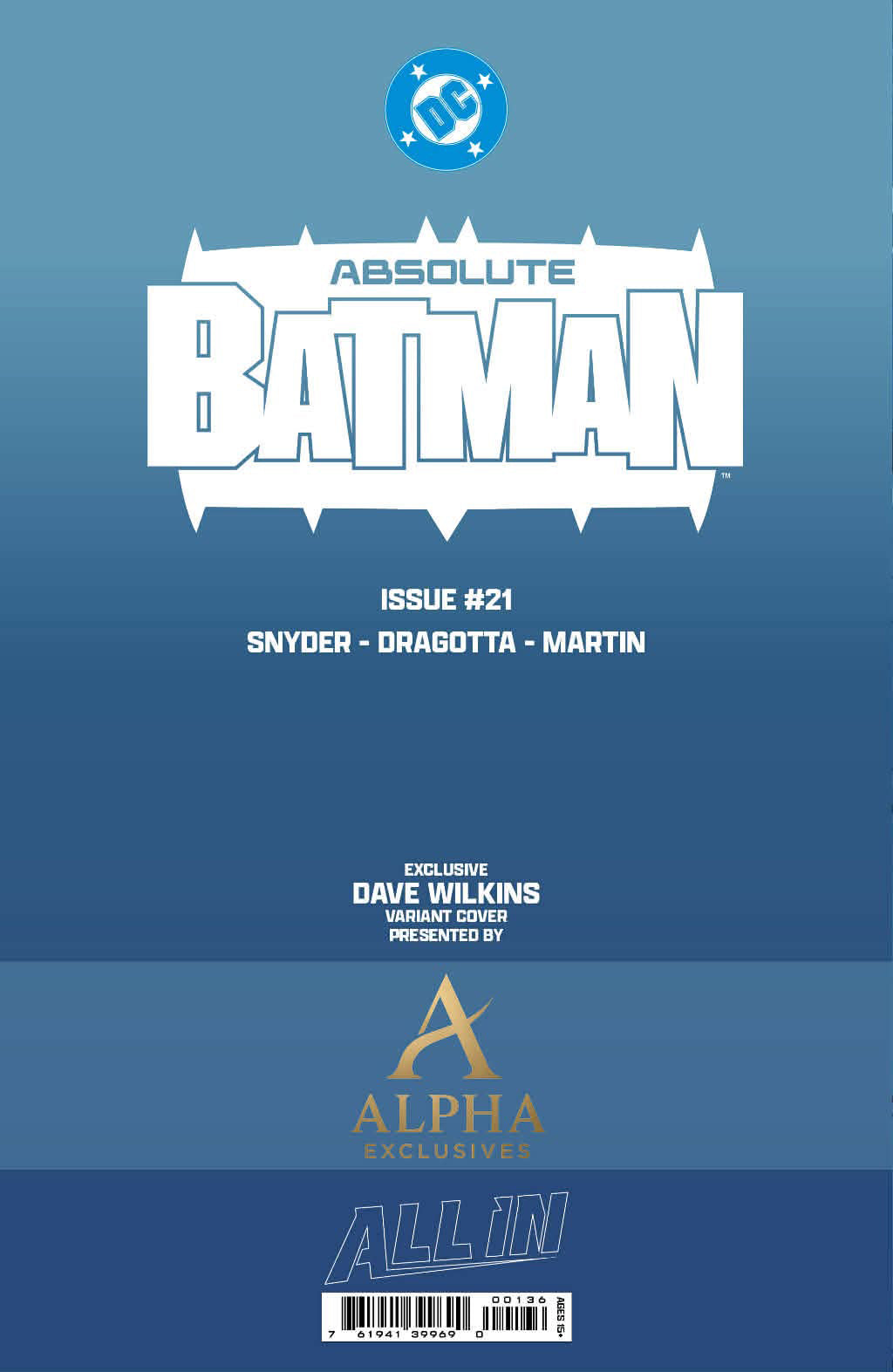 Back cover of Absolute Batman #21 Dave Wilkins HeroesCon Exclusive Close-Up Foil Variant, DC Comics pre-order edition.
