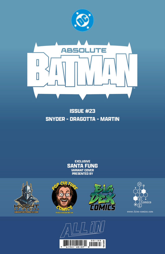 Back cover of Absolute Batman #23 SANTA FUNG Trade Dress Variant by DC Comics