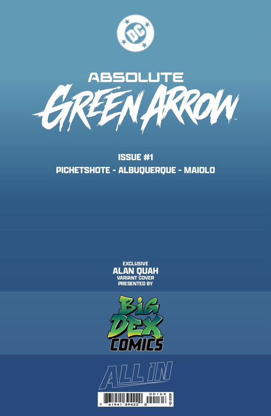Back cover of Absolute Green Arrow #1 Alan Quah Foil Variant showing rear artwork and design