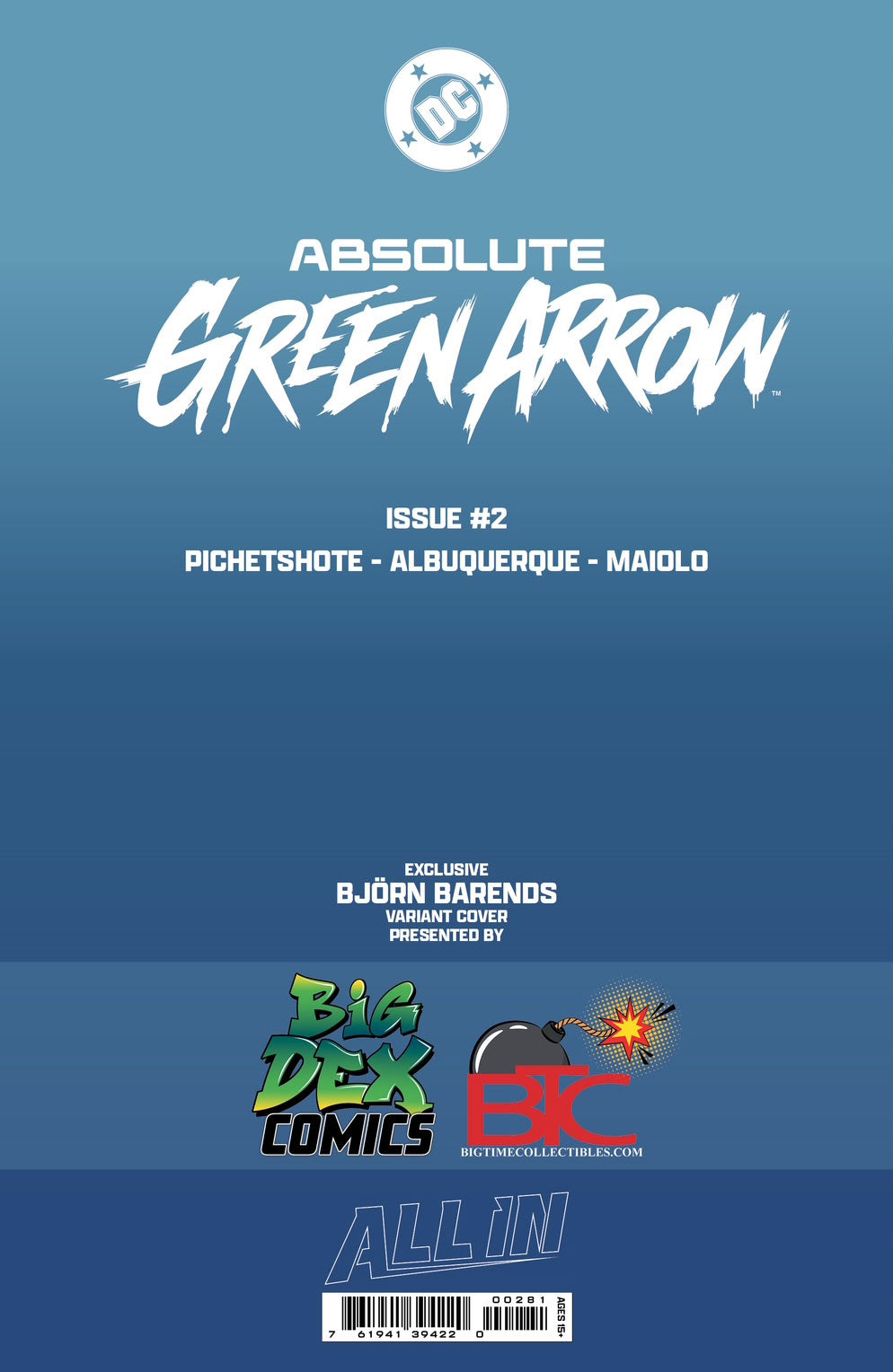 Absolute Green Arrow #2 BJORN BARENDS HeroesCon Exclusive Virgin Variant Back Cover