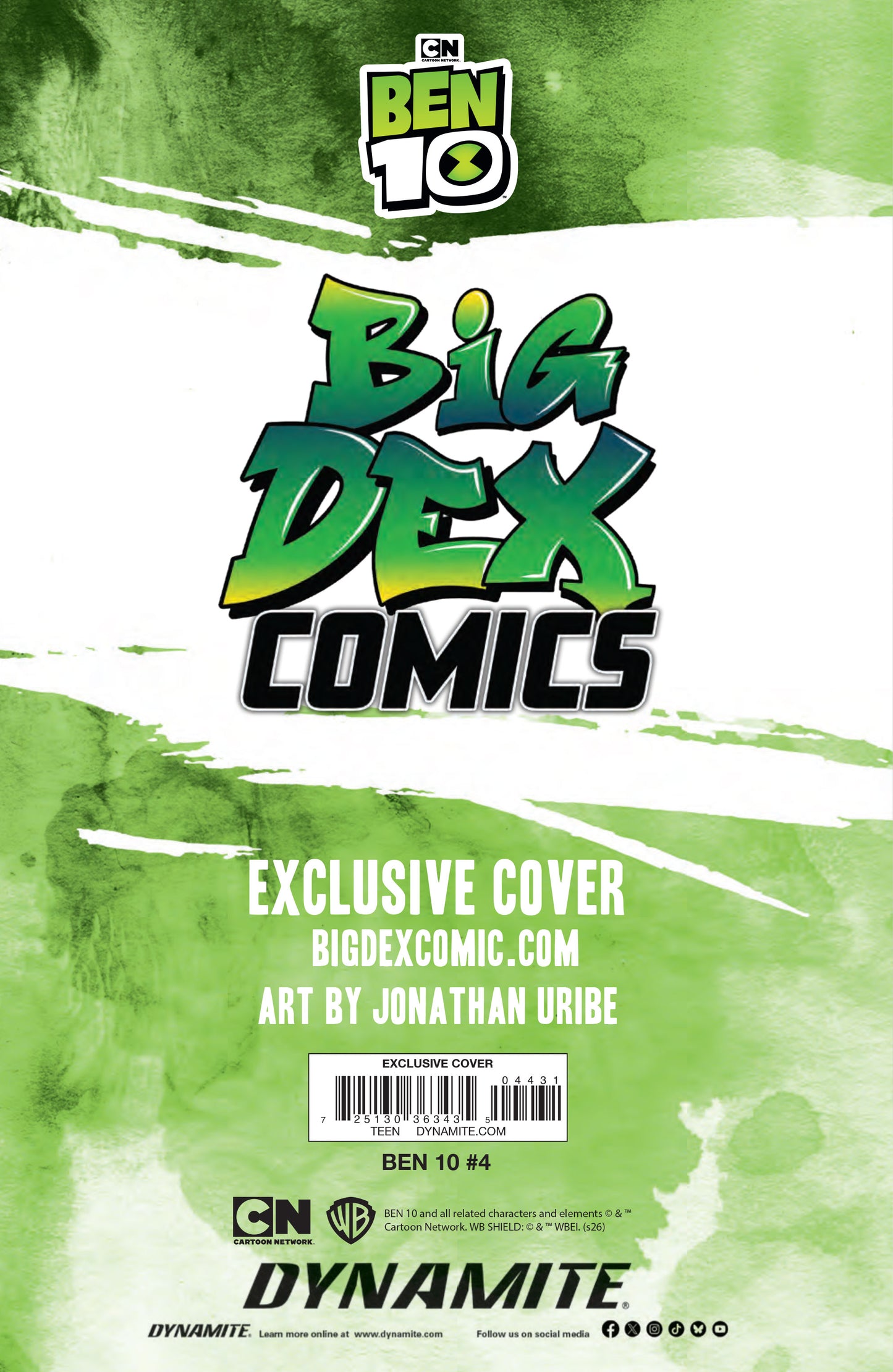 Ben 10 #4 JONATHAN URIBE Big Dex Comics Exclusive Virgin Variant back cover