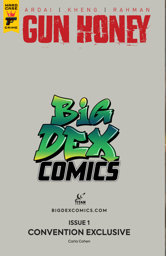 Gun Honey #1 Carla Cohen Big Dex MegaCon Exclusive Virgin Variant back cover design Big Dex Comics MegaCon exclusive edition published by Titan Comics