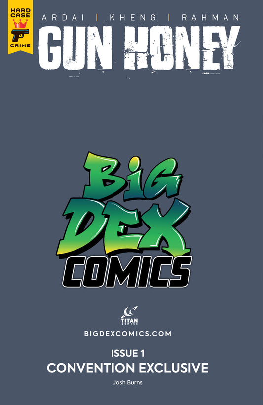 Gun Honey #1 Josh Burns Big Dex MegaCon Exclusive Virgin Variant back cover design Big Dex Comics MegaCon exclusive edition published by Titan Comics